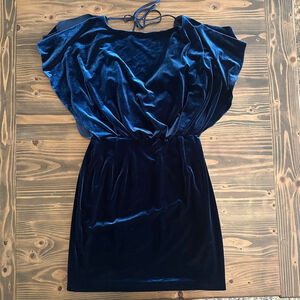 Elegant Blue Velvet Dress